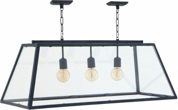 Трехламповый светильник в форме усеченной пирамиды со стеклянными гранями и ребрами черного металла Eichholtz Lamp Harpers 3 Lights
