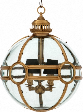 Фонарь в форме шара с каркасом из состаренной латуни и стеклянными вставками Eichholtz Lantern Hagerty на четыре лампы
