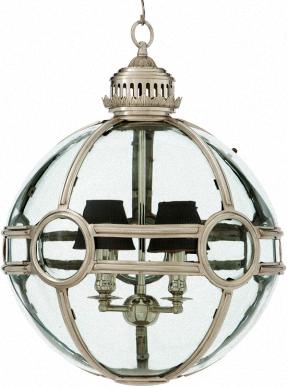 Стильный фонарь из стекла и металла с отделкой под старинное серебро Eichholtz Lantern Hagerty