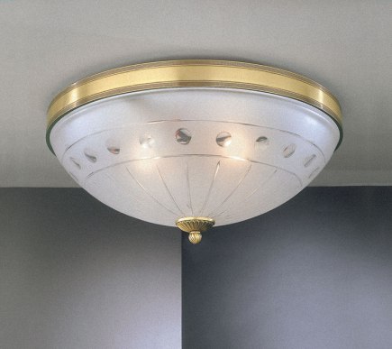 Потолочные светильники в виде стеклянной полусферы в бронзовом корпусе с двумя, тремя и четырьмя лампами