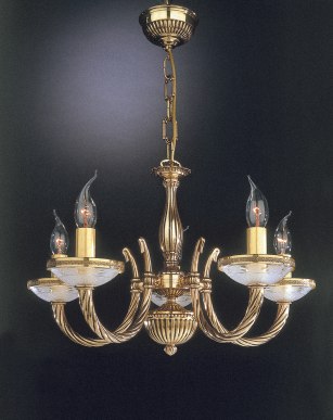 Роскошная пятирожковая люстра из французского золота с лампами в виде свечей