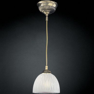 Одноламповый подвесной светильник с плафоном из комбинации прозрачного и матового венецианского стекла