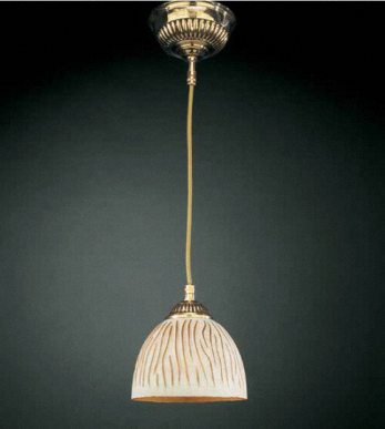 Подвесной светильник с одним плафоном венецианского стекла и металлическими деталями корпуса из французского золота