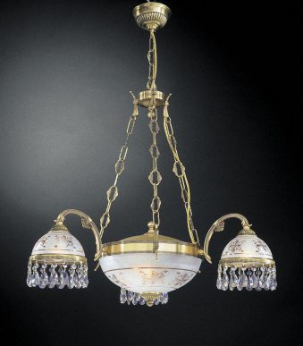 Роскошные бронзовые люстры с центральным светящим и тремя или шестью боковыми плафонами венецианского стекла