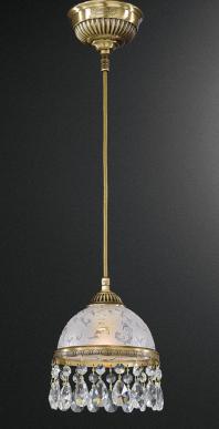 Подвесные светильники с бронзовым корпусом и плафоном матового стекла, украшенным подвесками из хрусталя