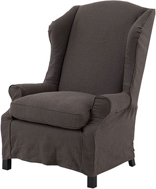 Серо-коричневое мягкое кресло из льна с высокой спинкой Eichholtz Chair Aristide