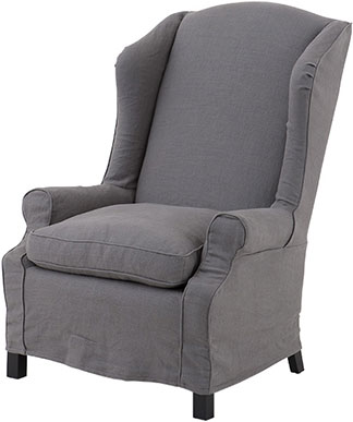 Мягкое кресло из серого льна с высокой спинкой Eichholtz Chair Aristide