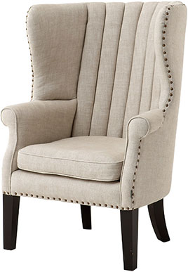 Мягкое кресло с высокой спинкой из натурального плотного льна Eichholtz Chair Chamberlain