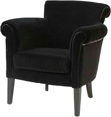Черное мягкое кресло на ножках из бархата и дерева Eichholtz Chair Club Denver