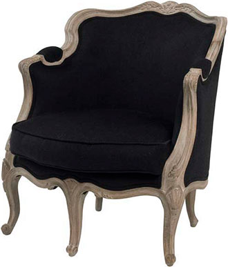 Черное кашемировое мягкое кресло на дубовых ножках Eichholtz Chair Elysee