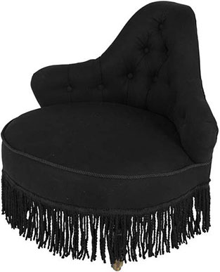 Черное мягкое кресло с бахромой Eichholtz Chair Faubourg