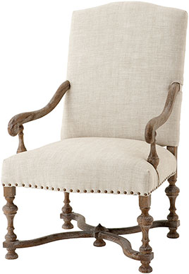 Мягкое кресло-стул из натурального плотного льна и дуба Eichholtz Chair Francois