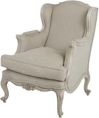 Мягкое кресло из неотбеленного льна на ножках Eichholtz Chair Grand Pere