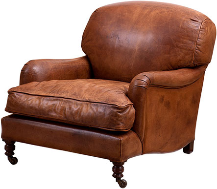 Кожаное мягкое кресло табачного цвета Eichholtz Chair Highbury Estate