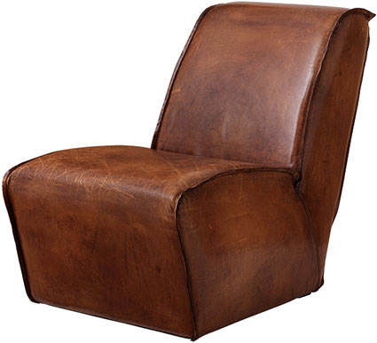 Коричневое кожаное кресло без подлокотников Eichholtz Chair Lounge Savannah