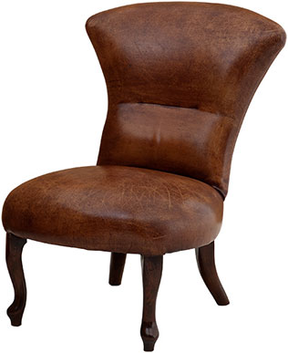 Кожаное полукресло табачного цвета с высокой спинкой Eichholtz Chair Meridienne