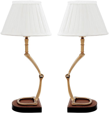 Комплект из двух настольных ламп Eichholtz Lamp Table Adorable Set Of 2 с отделкой коричневой кожей