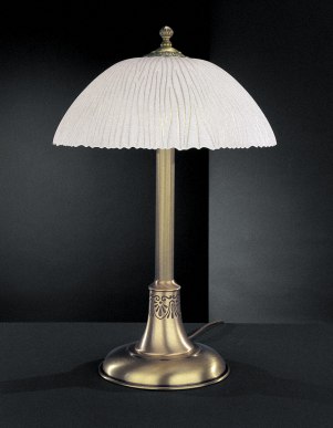 Настольная лампа с бронзовым корпусом и плафоном из матового и бесцветного стекла