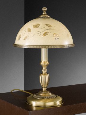 Настольные лампы среднего и большого размера с корпусом из бронзы и стеклянным плафоном кремового цвета