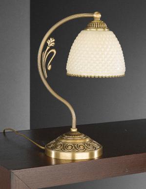 Настольная лампа с бронзовым корпусом и плафоном из венецианского стекла молочного цвета