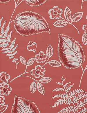 Флизелиновые обои с белым растительным рисунком на красном фоне Aura Sunny Style FD22710