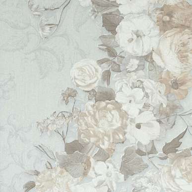 Обои серебристого цвета под гобелен с цветочными гирляндами BN Dutch Masters 17791