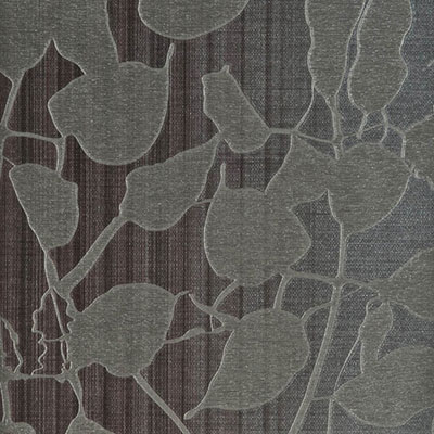 Темно-серые винилово-бумажные обои с растениями Portofino Jaypur 135015
