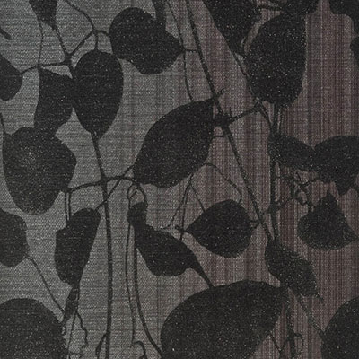 Темно-серые обои с флоковыми листьями Portofino Jaypur 135056