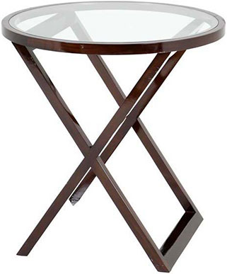 Круглый деревянный кофейный столик со стеклянной столешницей Eichholtz Table Beaulieu Махагон