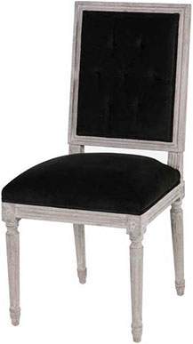 Стул Chair Anvers + Ring из состаренного дуба и обивкой из черного бархата с декоративным кольцом