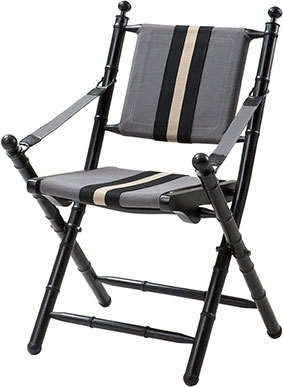 Складной стул из тика с серой тканью в полоску Eichholtz Chair Folding Côte D'or