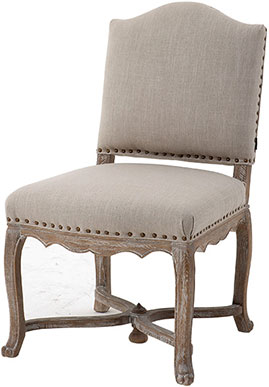 Мягкий бежевый стул Eichholtz Chair Virginie из льняной ткани на дубовых ножках
