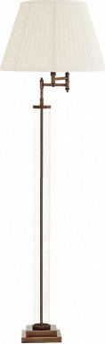 Высокий торшер с закрепленным на поворотном кронштейне тканевым абажуром и латунной отделкой Eichholtz Lamp Floor Beaufort bronze & glass