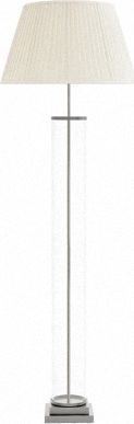 Высокий торшер с большим тканевым абажуром кремового цвета и никелированными металлическими деталями Eichholtz Lamp Floor Phillips nickel & glass